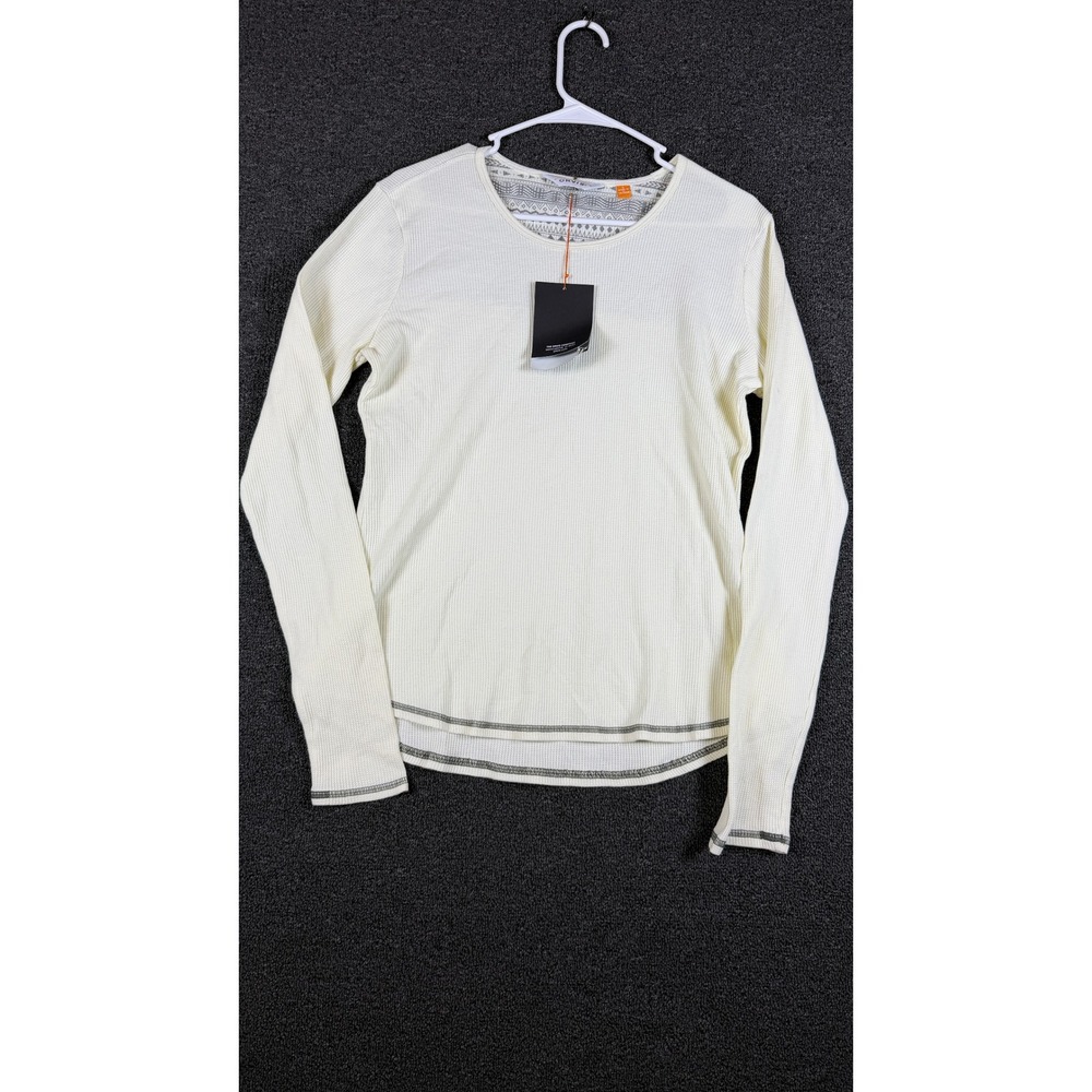 Orvis Trout Bum Womens Sm Cream Waffle Knit Thermal Long Sleeve Scoop Neck NWT